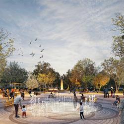 Pedestrian Level view of Ken Whillans Square